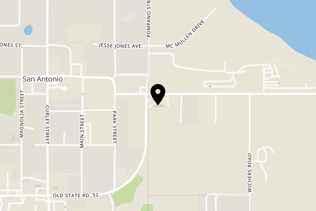 Map showing the location of A Cup of Organic on 33024 Co Rd 52 in San Antonio